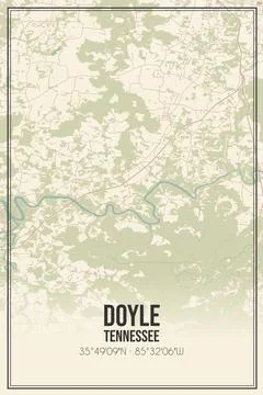 Retro US city map of Doyle, Tennessee. Vintage street map. Stock Illustration