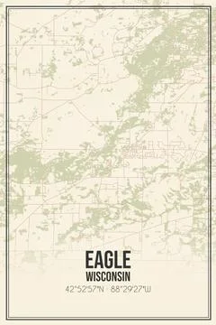 Retro US city map of Eagle, Wisconsin. Vintage street map. Stock Illustration
