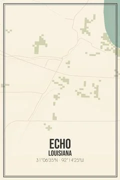 Retro US city map of Echo, Louisiana. Vintage street map. Stock Illustration
