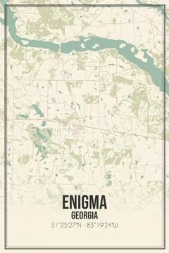 Retro US city map of Enigma, Georgia. Vintage street map. Stock Illustration