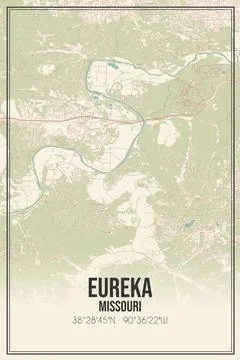Retro US city map of Eureka, Missouri. Vintage street map. Stock Illustration