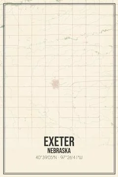 Retro US city map of Exeter, Nebraska. Vintage street map. Stock Illustration