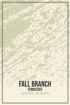 Retro US city map of Fall Branch, Tennessee. Vintage street map. Stock Illustration
