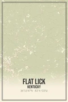 Retro US city map of Flat Lick, Kentucky. Vintage street map. Stock Illustration