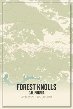 Retro US city map of Forest Knolls, California. Vintage street map. Stock Illustration