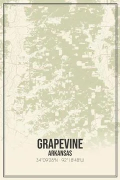 Retro US city map of Grapevine, Arkansas. Vintage street map. Ilustração Stock