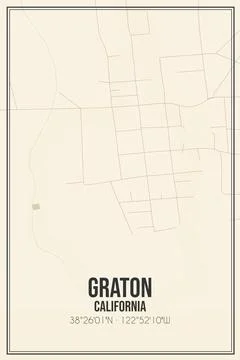 Retro US city map of Graton, California. Vintage street map. Stock Illustration