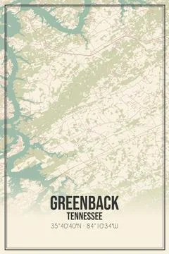 Retro US city map of Greenback, Tennessee. Vintage street map. Stock Illustration