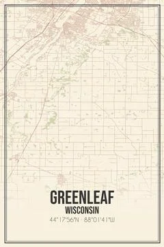 Retro US city map of Greenleaf, Wisconsin. Vintage street map. Stock Illustration