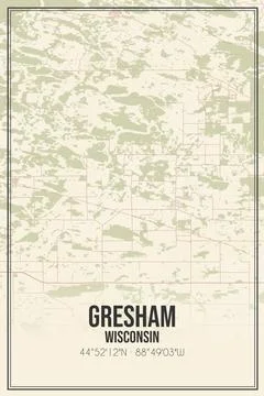 Retro US city map of Gresham, Wisconsin. Vintage street map. Stock-Illustration