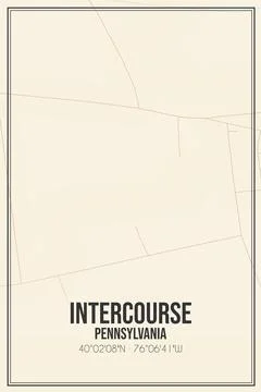 Retro US city map of Intercourse, Pennsylvania. Vintage street map. Stock Illustration