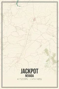 Retro US city map of Jackpot, Nevada. Vintage street map. Stock Illustration