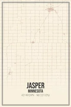 Retro US city map of Jasper, Minnesota. Vintage street map. Stock Illustration