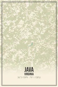 Retro US city map of Java, Virginia. Vintage street map. Stock Photos