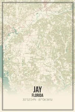 Retro US city map of Jay, Florida. Vintage street map. Illustrazione stock