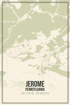 Retro US city map of Jerome, Pennsylvania. Vintage street map. Illustrazione stock