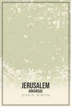 Retro US city map of Jerusalem, Arkansas. Vintage street map. Ilustración de archivo