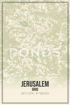 Retro US city map of Jerusalem, Ohio. Vintage street map.: Graphic ...