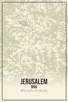 Retro US city map of Jerusalem, Ohio. Vintage street map. Ilustración de archivo