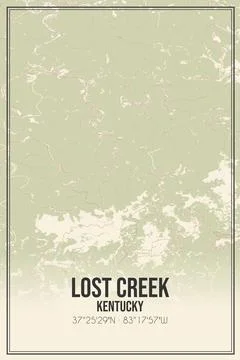 Retro US city map of Lost Creek, Kentucky. Vintage street map. Stock Illustration