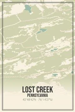 Retro US city map of Lost Creek, Pennsylvania. Vintage street map. Stock Illustration