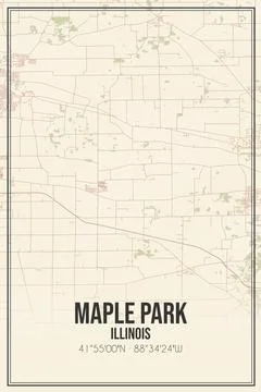 Retro US city map of Maple Park, Illinois. Vintage street map. Ilustração Stock