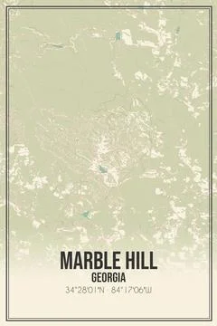 Retro US city map of Marble Hill, Georgia. Vintage street map. Stock Illustration