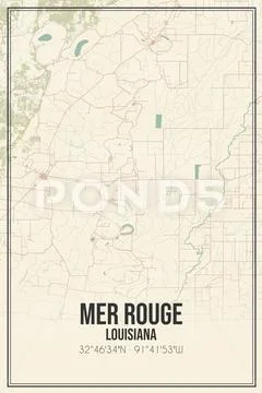 Retro US city map of Mer Rouge, Louisiana. Vintage street map.: Graphic ...