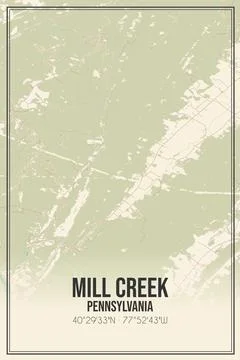 Retro US city map of Mill Creek, Pennsylvania. Vintage street map. Stock Illustration