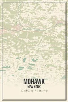 Retro US city map of Mohawk, New York. Vintage street map. 스톡 일러스트