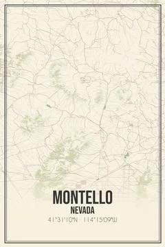 Retro US city map of Montello, Nevada. Vintage street map. Stock Illustration
