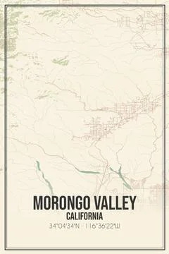 Retro US city map of Morongo Valley, California. Vintage street map. Stock Illustration