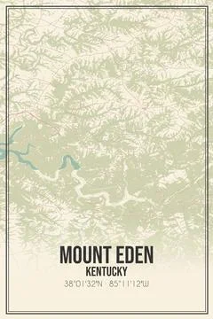 Retro US city map of Mount Eden, Kentucky. Vintage street map. Stock Illustration
