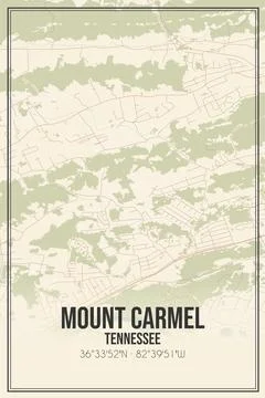 Retro US city map of Mount Carmel, Tennessee. Vintage street map. Stock-Illustration