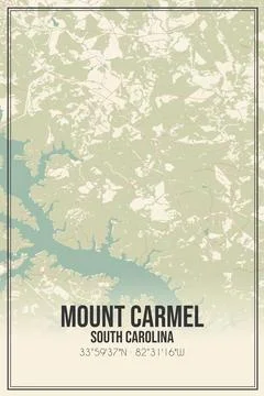 Retro US city map of Mount Carmel, South Carolina. Vintage street map. Stock-Illustration