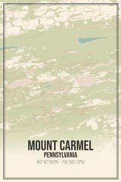 Retro US city map of Mount Carmel, Pennsylvania. Vintage street map. Stock-Illustration