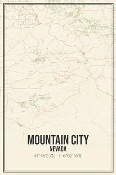 Retro US city map of Mountain City, Nevada. Vintage street map. Stock Illustration
