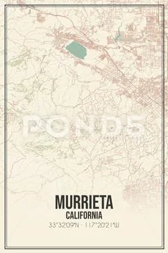 Retro US city map of Murrieta, California. Vintage street map.: Royalty ...