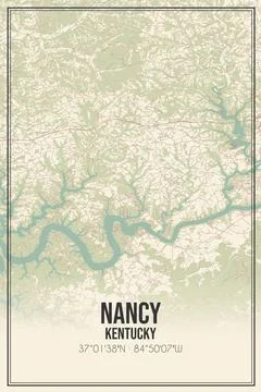 Retro US city map of Nancy, Kentucky. Vintage street map. Stock Illustration