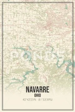 Retro US city map of Navarre, Ohio. Vintage street map.: Royalty Free ...