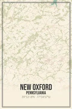 Retro US city map of New Oxford, Pennsylvania. Vintage street map. Stock Illustration