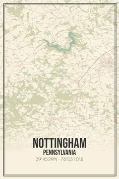 Retro US city map of Nottingham, Pennsylvania. Vintage street map. Stock Illustration