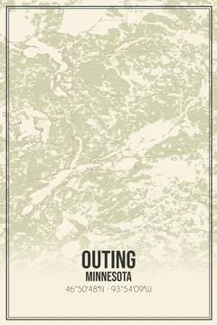 Retro US city map of Outing, Minnesota. Vintage street map. Stock Illustration