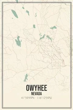 Retro US city map of Owyhee, Nevada. Vintage street map. Stock Illustration