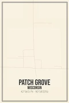 Retro US city map of Patch Grove, Wisconsin. Vintage street map. Ilustración de archivo