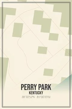 Retro US city map of Perry Park, Kentucky. Vintage street map. Ilustración de archivo