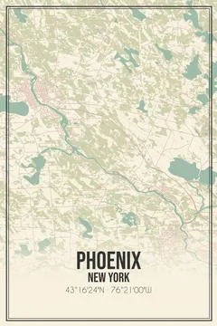 Retro US city map of Phoenix, New York. Vintage street map. Stock Illustration