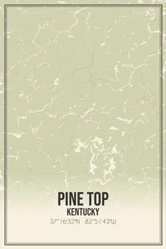 Retro US city map of Pine Top, Kentucky. Vintage street map. Stock Illustration