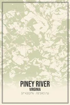 Retro US city map of Piney River, Virginia. Vintage street map. Stock Illustration