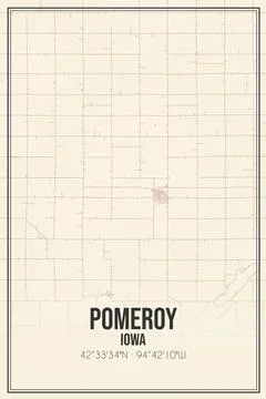 Retro US city map of Pomeroy, Iowa. Vintage street map. Stock Illustration